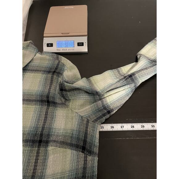 J Jill Womens Tunic Size 2X Blue Plaid Rayon Stretch Button Up Modern Minimalist - Picture 5 of 7